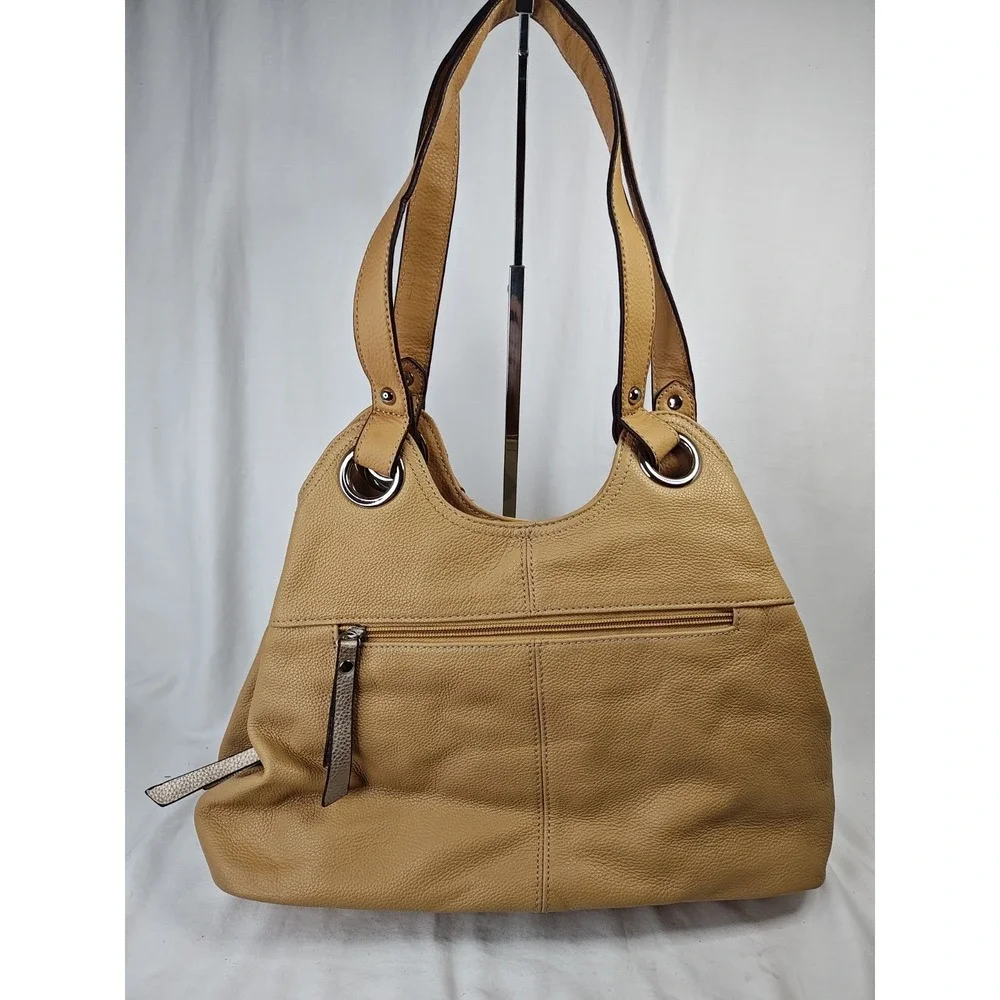 Tignanello Honey Bone Leather Prep School Triple Entry Tote Bag Purse NWT T80220